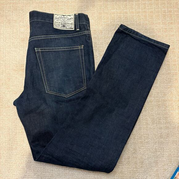 Vintage Deep Pocket Jeans Co Jeans Mens 34x34 Dark Blue Denim Straight USA Made - Picture 7 of 8